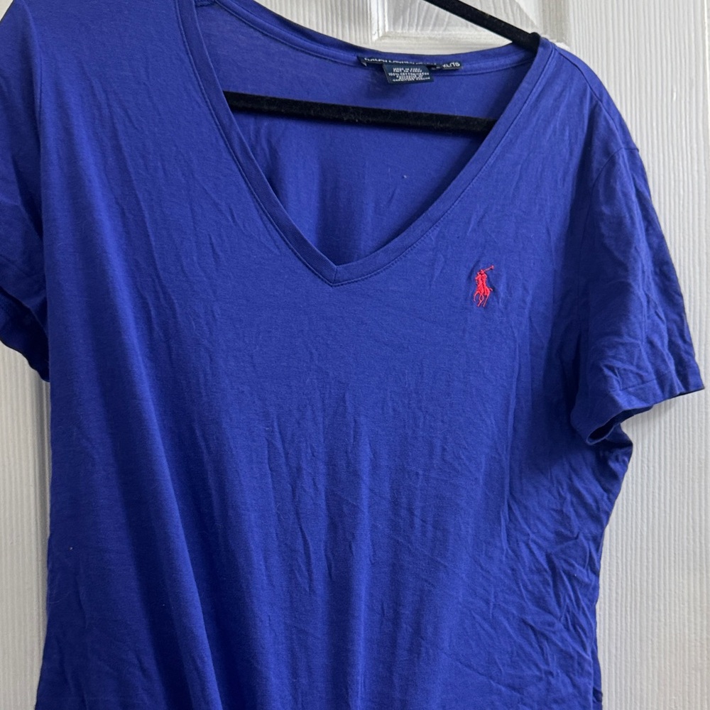 Ralph Lauren Women's Royal Blue V-Neck Tee